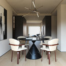 Mid-Century Modern Bentwood Swivel Dining Chairs Set of 2 with PU Leather in White and Walnut Finish