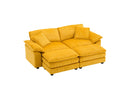 Corduroy 2-seats sofa With 2 back pillows,2 toss pillows and two ottoman,Comfy Sofa- Deep Seat Couch for Living Room,Yellow