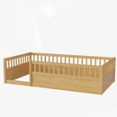 Twin Montessori Floor Bed With High Safety Rails Natural