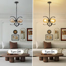 Black Sputnik Chandelier 4 Light Amber Glass Globes