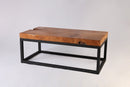 Z-Solid Teak Top and Black Metal Base Coffee Table