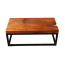 Z-Solid Teak Top and Black Metal Base Coffee Table