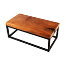 Z-Solid Teak Top and Black Metal Base Coffee Table
