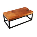 Z-Solid Teak Top and Black Metal Base Coffee Table