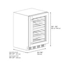 ZLINE 24" Touchstone Dual Zone 44 Bottle Wine Cooler Black Matte Glass Door Champagne Bronze Handle RWDOZ-BLM-24-CB