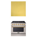 Akicon 36" Stainless Steel Range Hood with 600 CFM Insert & 6-Burner Gas Range Combo – Powerful Ventilation, Convection Oven, Multiple Finishes