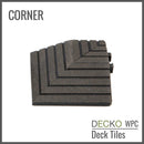Deck Tile Corner Ramp Edge - for Premium WPC Interlocking Tiles | DECKO (3.1" x 3.1" x 0.8") - (One Piece)