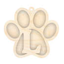Unfinished Wood Layered Letter Paw Print Tags | A-Z | 2 Piece | 5" Wide | 1/8" Wood | Wood Craft DIY