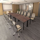 Durable Walnut Brown Conference Table For 14 Seats