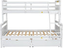 White Twin Over Full Bunk Bed With Storage Drawers