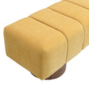 Upholstered Dining Bench, No-Assembly Entryway Bench Ottoman, Yellow Chenille Fabric, 50' Length