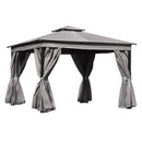 TREXM 10x12 Outdoor Gazebo Tent with Double Roofs, Patio Gazebo with Mosquito Netting and Privacy Screens, Patio Canopy for Shade and Rain for Backyard, Garden, Lawn and Deck (Grey)