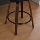 Set of 2 Counter Height Bar Stools - 26 inch Rattan Counter Height Stools with Cane Back, Upholstered Seat, Walnut Craftsmanship, Swivel Counter Stools for Island/Kitchen/Counter/Bar (Walnut Black)