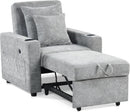 Convertible Sleeper Chair Bed With Linen Upholstery