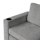 109.1' Sectional Sofa Convertible Pull-out Sofa Bed with Movable Storage Ottoman, Gray Chenille Fabric