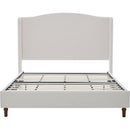 Hannah Upholstered Wingback Bed Size Queen / Tall 54' Headboard Upholstered Queen Bed / Premium Textured Canvas Chenille Look Ivory / Minimalist Designs / No Box Spring Needed / Easy Assembly / Queen