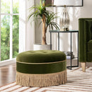 24 Inch Round PremiumQualityTextured Woven Upholstered Ottoman