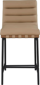 Burke Counter Stool Tan Vegan Leather Matte Black Frame