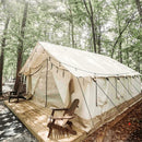 [14X16FT] White Duck Alpha Wall Tent With Heavy-Duty Frame And Bug Mesh Windows (SAK73214)