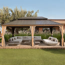[14X24FT] Alora Heavy-Duty Aluminum Galvanized Steel Double Roof Hardtop Gazebo With Netting And Curtains (SAK41853)
