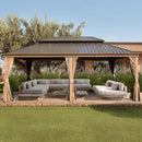 [14X24FT] Alora Heavy-Duty Aluminum Galvanized Steel Double Roof Hardtop Gazebo With Netting And Curtains (SAK41853)