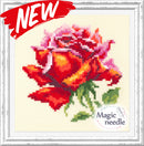 Red Rose Counted Cross Stitch Kit by Magic Needle 150-003