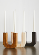 U-Shaped Wooden Double Taper Candlestick Holder