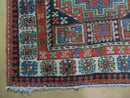 3 '4" X 10' Vintage Handmade Turkish Kazak Caucasian Wool Runner Rug Red Nice