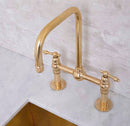 Unlacquered Brass Kitchen Faucet,  Ball Center Kitchen Bridge Faucet