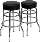 Bruno 2 Pack Bar Stool Chrome Double Ring Black Seat