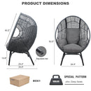 New Grid Style  PE Wicker Weaving Patio Egg Chair with Gray Color Rattan Gray Cushion and Table