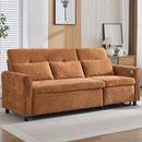 2-in-1 Sofa 82' Three-seater Sofa with Sofa Bed and Reversible Recliner, Orange Chenille