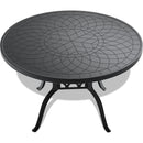 47.24-inch Cast Aluminum Patio Dining Table With Black Frame and Carved Texture on the Tabletop