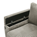 Modern 4-Seater Corduroy Sofa Couch with USB Ports, Hidden Storage Arms, and Flip-Top Cup Holders, Brown, 133 Inches