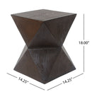 14.25' Natural Wood Grain Finish Prismatic Symmetry Concrete Outdoor Side Table with Symmetric Design – Weather-Resistant Accent for Patio, Garden, or Balcony