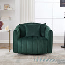 40.35'W Upholstered Oversized 360° Swivel Accent Barrel Chair and Half Cozy Sofa with 3 Pillows, Velvet Channel Tufted Pumpkin-Shape Club Armchair for Living Room, Bedroom, Office, Lounge, Green
