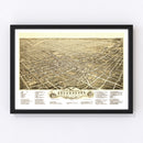 Vintage Map of Greensboro, North Carolina 1891