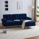 Modern Velvet L Shaped Sectional Sofa for Living Room and Bedroom, Blue, 82.6 Inch