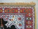 Antique Moroccan Runner Rug 3x7, Moroccan Prayer Rug, Double Mehrab Prayer Arches, Black and Red, Hand-Knotted Wool Carpet, Hallway Rug Nice