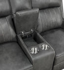 Gray Faux Leather Reclining Loveseat With Manual Recline