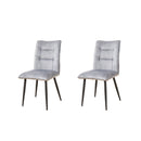 Modern Velvet Dining Chairs 2-Piece Set-Soft Cushioned Seats with Iron Frames in Mustard Light Gray