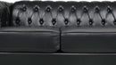 3 Seater PU Chesterfield Sofa Black Tufted Nailhead Trim