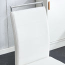 White PU Leather Dining Chair Set High Back Upholstered