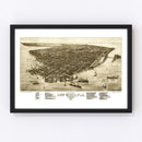 Vintage Map of Key West, Florida 1884