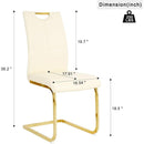 Modern Light Yellow PU dining chair Living room chair Upholstered chair, gold metal chair leg design, kitchen, living room, bedroom, dining room side chair (Set of 4)