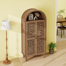 Tall Kitchen Pantry Cabinet With Hollow Carved Doors Adjustable Shelves Versatile Storage Cabinet For Kitchen - Walnut