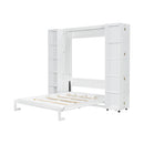 Queen Murphy Bed Wall Bed with Storage Doors, White