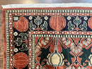 Indo Persian Bidjar Rug 8x10, Red and Black, Handmade Vintage Wool Carpet