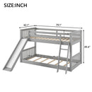 Twin over Twin Bunk Bed with Convertible Slide and Ladder, Gray(Old SKU: SM000213)