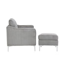 Convertible Sectional Corduroy Sofa with Storage Ottoman,Modular Sectional Sofa,Gray